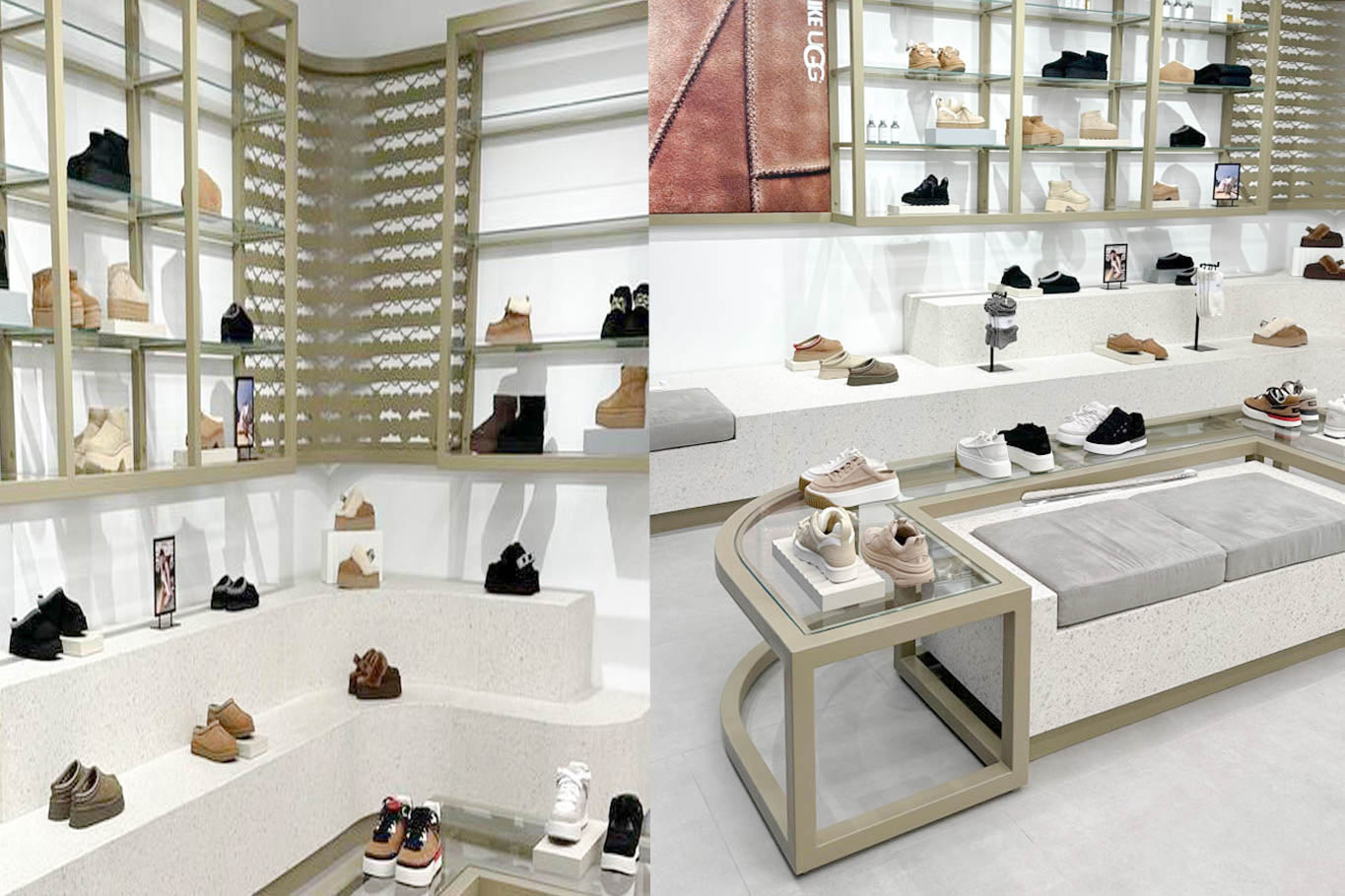 Завершенный дизайн магазина UGG с акцентами из терраццо